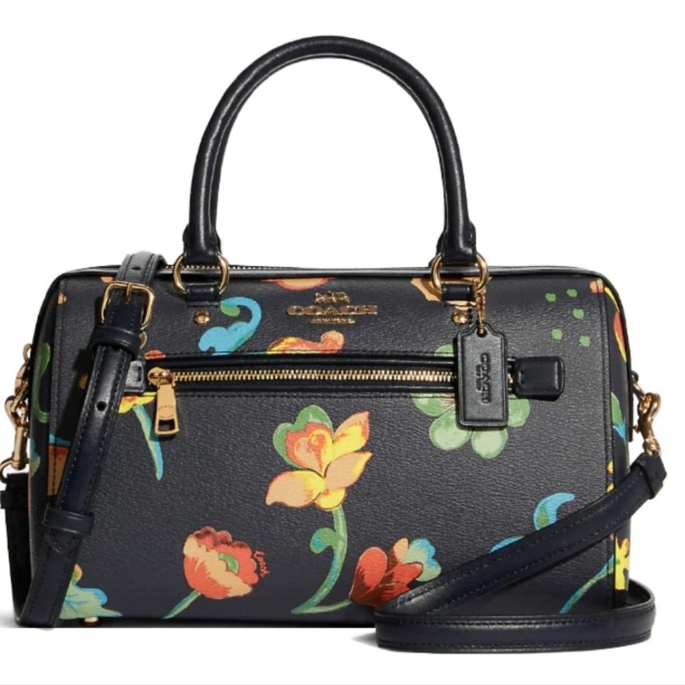 Authentic Coach Rowan Satchel Dreamyland Floral Print "Midnight Multi"